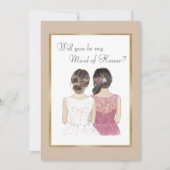 私の結婚式の伴娘になってくれますか？ ゴールド 招待状 (正面)