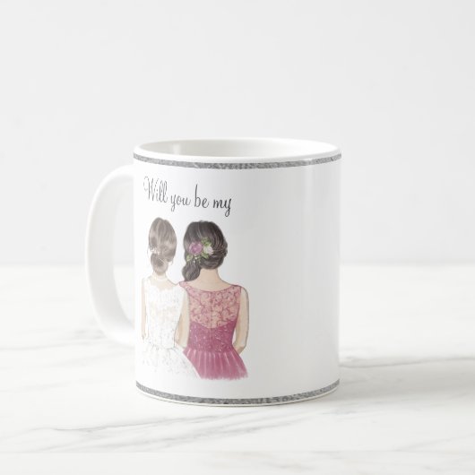 私の結婚式の伴娘になってくれますか？ 水彩画 コーヒーマグカップ (正面左)