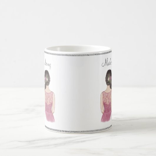 私の結婚式の伴娘になってくれますか？ 水彩画 コーヒーマグカップ (中央)