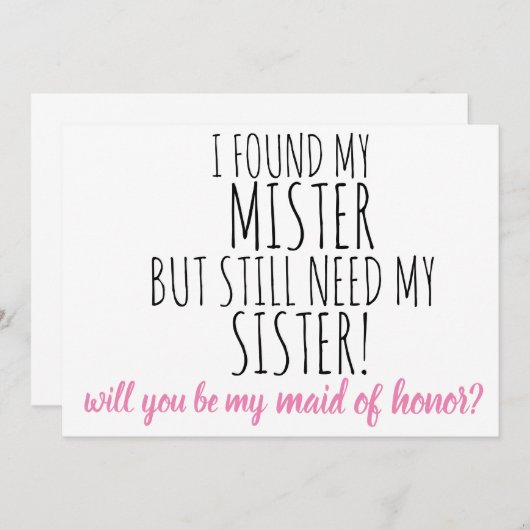 私の結婚式の伴娘になってくれますか？ 結婚式の提案 招待状 (正面/裏面)