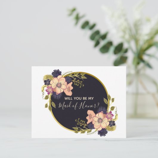 私の結婚式の伴娘になってくれる？ インビテーションポストカード (スタンド正面)