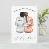 私の結婚式の伴娘になってくれる？ シルクのドレスを着た女の子たち 招待状 (スタンド正面)