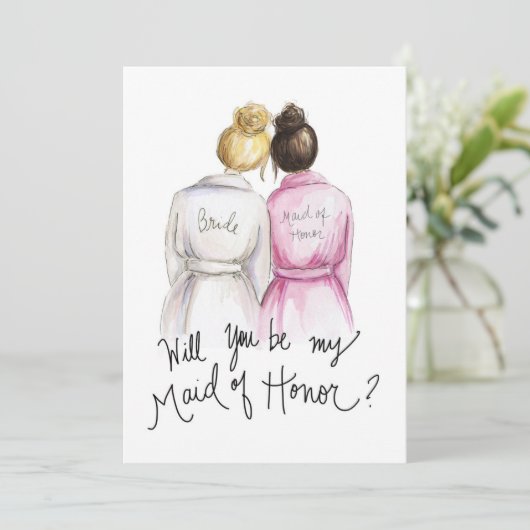 私の結婚式の伴娘になってくれる？ブライダルブーケ　ドレス　ケーキ　ブライダルメイド サンキューカード (スタンド正面)