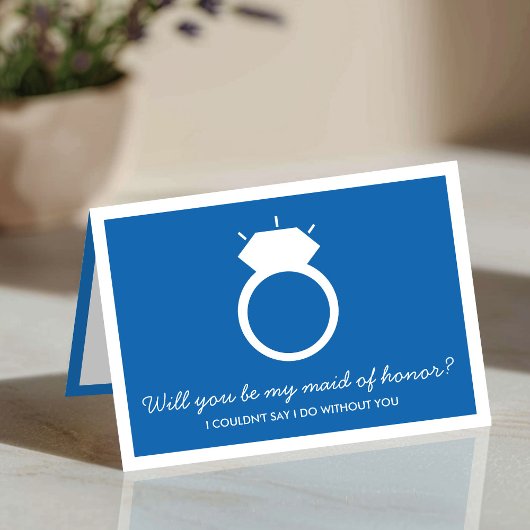 私の結婚式の伴娘になってくれる？ - 青いリングのカード 招待状