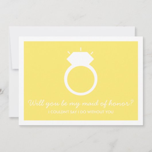 私の結婚式の伴娘になってくれる？ - 黄色のリングカード 招待状 (正面)
