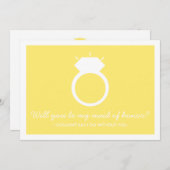 私の結婚式の伴娘になってくれる？ - 黄色のリングカード 招待状 (正面/裏面)