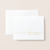 私の結婚式の日に私の新郎に可愛いメッセージ 箔カード (封筒付き正面)