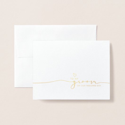 私の結婚式の日に私の新郎に可愛いメッセージ 箔カード (封筒付き正面)