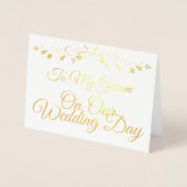 私の結婚式の日に私の新郎に金の箔カード 箔カード (正面)