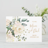 私の結婚式の日に私の母とパパに白いバラ カード (スタンド正面)