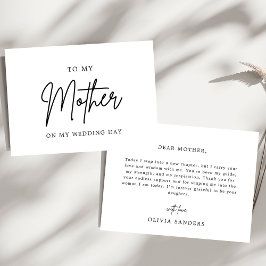 私の結婚式の日に私の母にミニマルなシック サンキューカード