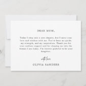 私の結婚式の日に私の母にミニマルなシック サンキューカード (裏面)