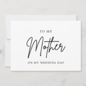 私の結婚式の日に私の母にミニマルなシック サンキューカード (正面)