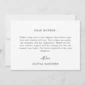私の結婚式の日に私の母にミニマルなシック サンキューカード (裏面)