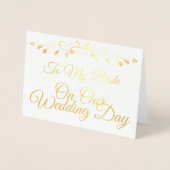 私の結婚式の日に私の花嫁に金の箔カード 箔カード (正面)