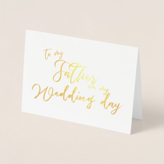 私の結婚式の日のシックなスクリプトで父に 箔カード (正面)