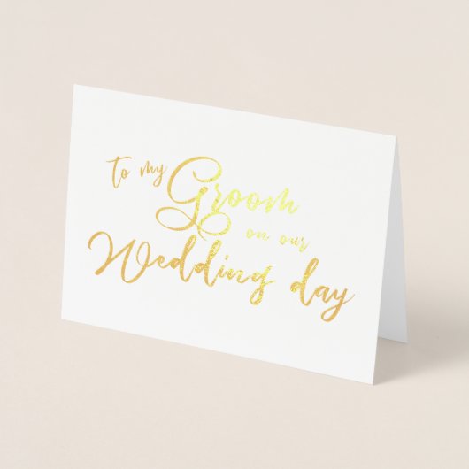 私の結婚式の日のシックなスクリプトで私の新郎に 箔カード (正面)
