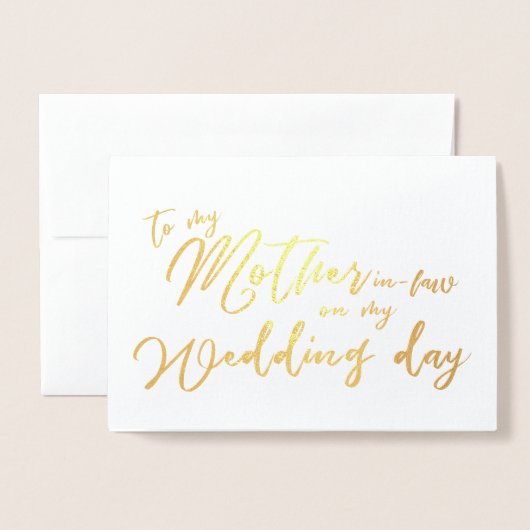 私の結婚式の日のフォイルカードの義母に 箔カード (封筒付き正面)