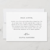 私の結婚式の日の叔母にミニマル主義者 サンキューカード (裏面)