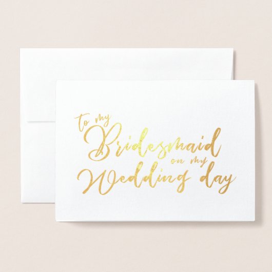 私の結婚式の日書記の私の花嫁の女性に 箔カード (封筒付き正面)