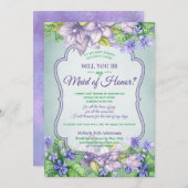 私の結婚式の花嫁の介添え人 ライラックとスミレ 招待状 (正面/裏面)