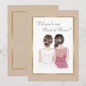 私の結婚式の花嫁介添人になってくれますか ウェディング ゴールド 招待状 (正面/裏面)