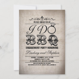 私の結婚式はBBQの麻の生地のエンゲージメントパーティーの招待状 招待状