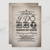 私の結婚式はBBQの麻の生地のエンゲージメントパーティーの招待状 招待状 (正面/裏面)