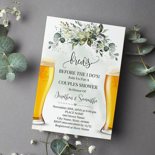 私の結婚式前にグリーンを添えたコップのショット 招待状