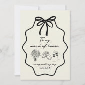 私の結婚式当日に描いた名誉のメイドへのメッセージ 招待状 (正面)