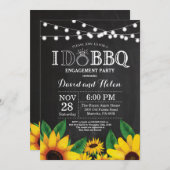 私の結婚式 BBQ 向日葵エンゲージメントパーティー ブラックボード 招待状 (正面/裏面)