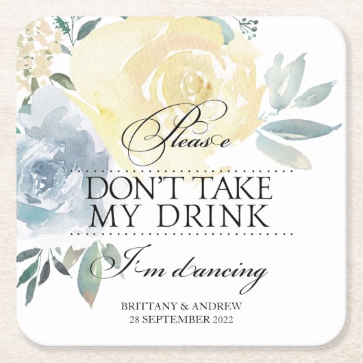 私の結婚飲み物を飲まないで踊り スクエアペーパーコースター (正面)
