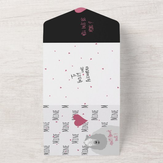 私の羊になってくれる? 羊飼いの愛 + バレンタインカード オールインワン招待状 (外側)