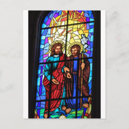 私の羊飼いのステンドグラスの窓イエス・キリスト ポストカード