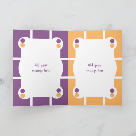 私の美しいいとこの紫とオレンジの写真のために カード (内部)