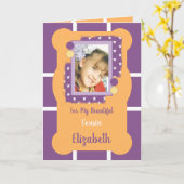 私の美しいいとこの紫とオレンジの写真のために カード (黄色い花)