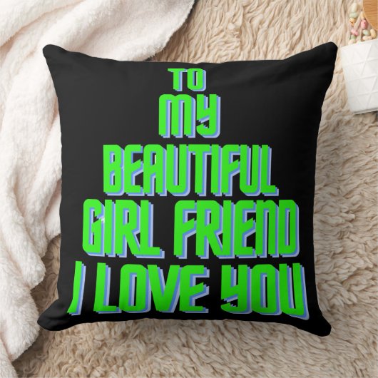 私の美しいガールフレンドに私はあなたを愛クリスマス黒 クッション (ブランケット)