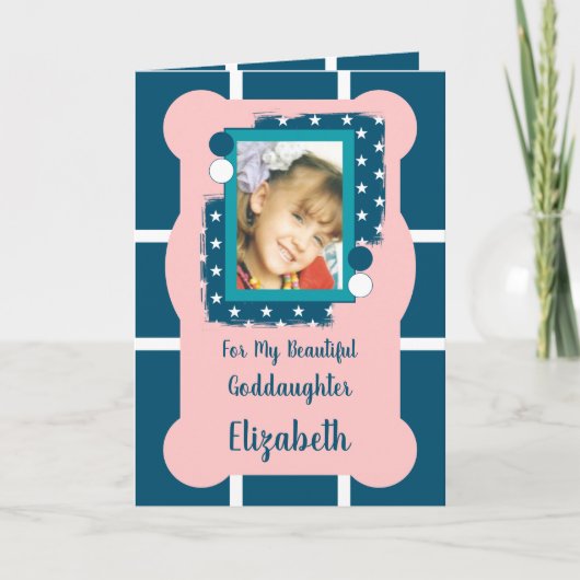 私の美しいゴド娘の青とピンクの写真 カード (正面)