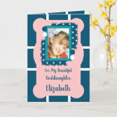 私の美しいゴド娘の青とピンクの写真 カード (黄色い花)