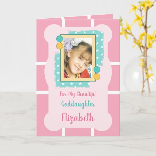 私の美しいゴド娘ピンクと緑の写真のために カード (黄色い花)