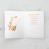 私の美しいミイラに。 ピンクのHollyhocksのバースデー・カード カード (内部)