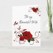 私の美しい妻へのグリーティングカード赤いバラ カード (正面)