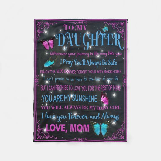 私の美しい娘には、母からのギフトフリースBla フリースブランケット (正面)