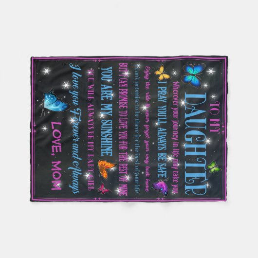 私の美しい娘に、母からの贈り物 フリースブランケット (正面(横))