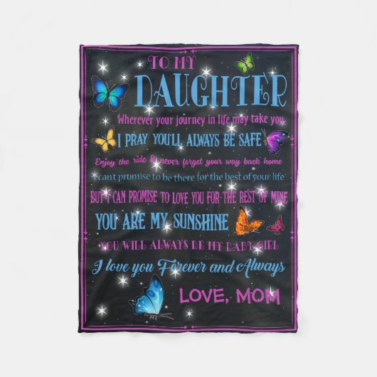 私の美しい娘に、母からの贈り物 フリースブランケット (正面)