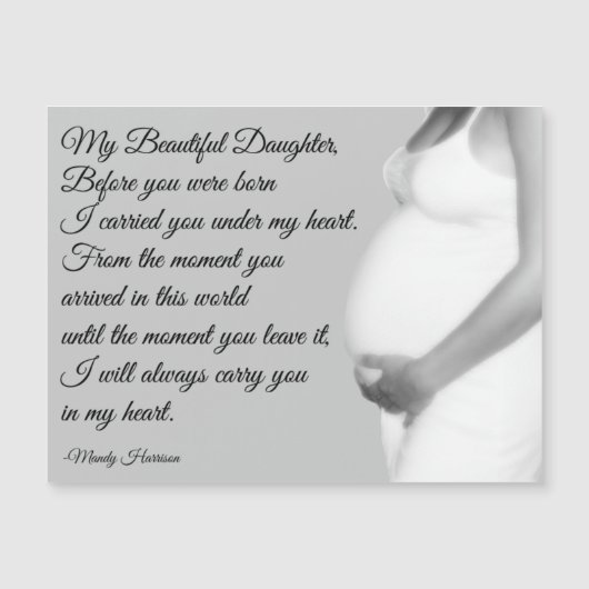 私の美しい娘ママ引用文詩マグネットカード (正面)