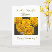 私の美しい母に、ハッピーバースデーカード カード (黄色い花)