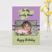 私の美しい母の紫と緑の写真の誕生日のために カード (黄色い花)