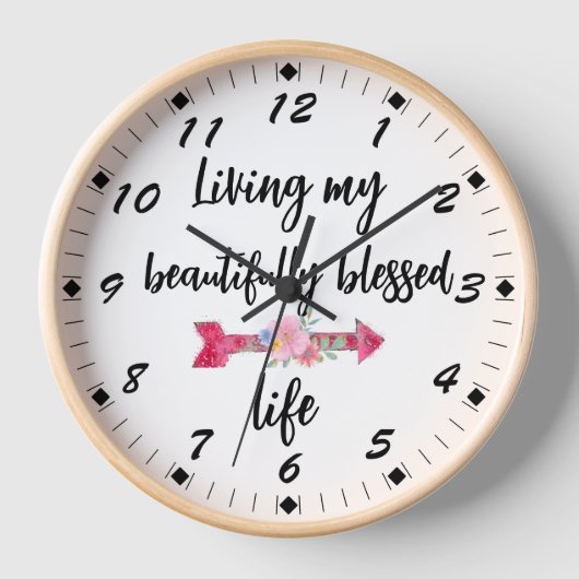 私の美しい生活の賛美引用文を生きる 壁時計 (正面)