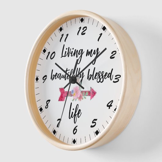 私の美しい生活の賛美引用文を生きる 壁時計 (傾斜)